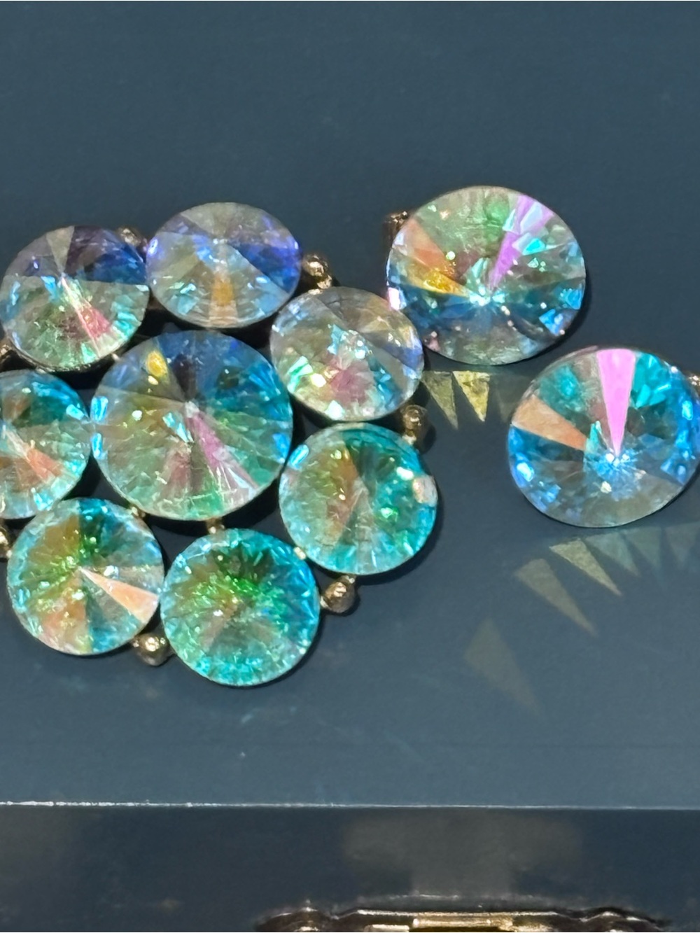 Vintage signed WEISS iridescent ravioli set